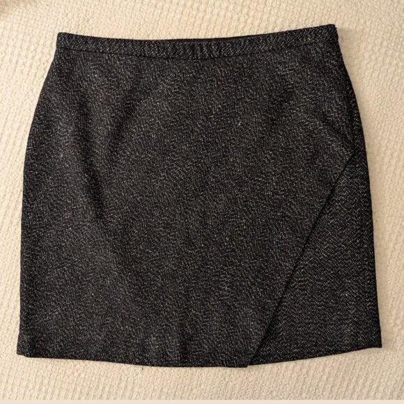 Wool Blend Banana Republic Dark Brown Tweed Mini Skirt Fully Lined - Picture 3 of 9